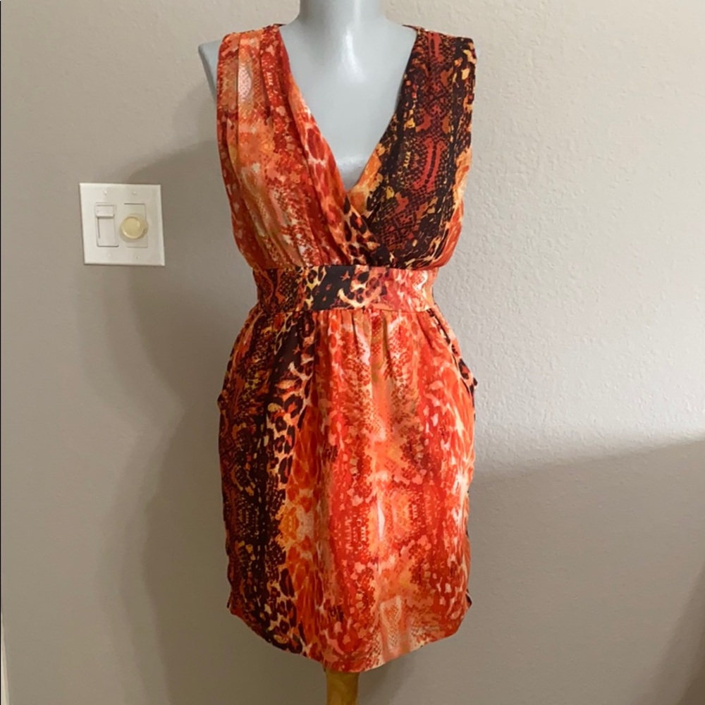 Orange snake print midi dress